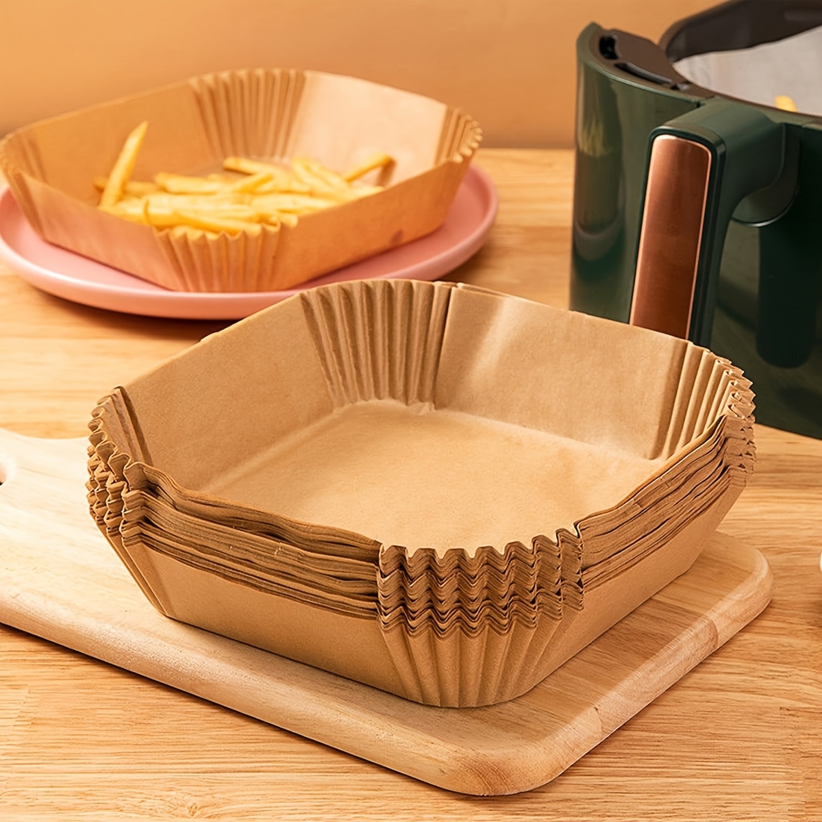 200pcs of air frying pan lining oil resistant and non stick baking pad suitable for most models grilled       dough sticks paper for household disposable baking tray in festivals cooking necessities Product details 0