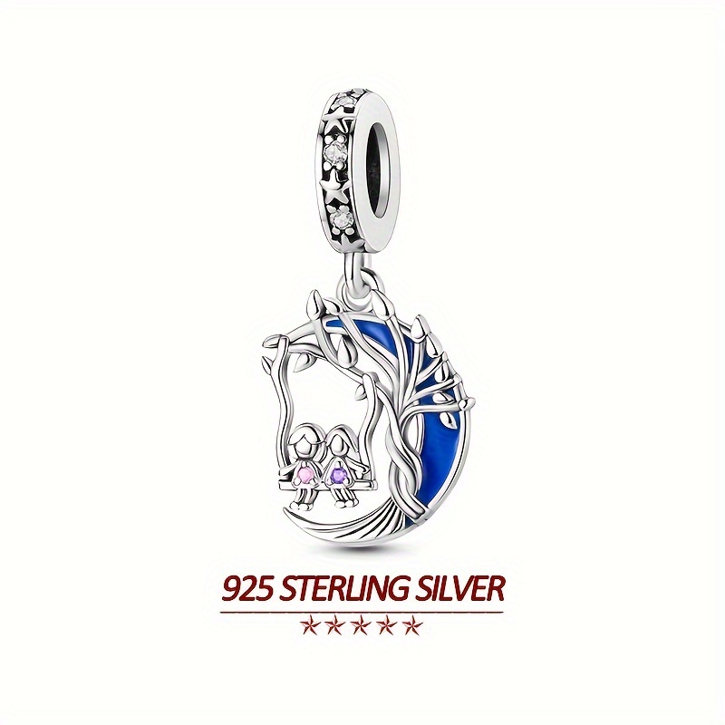 

Pretty 925 Sterling Silver Hypoallergenic Charm Pendant Moon With Luminous Charm For Women