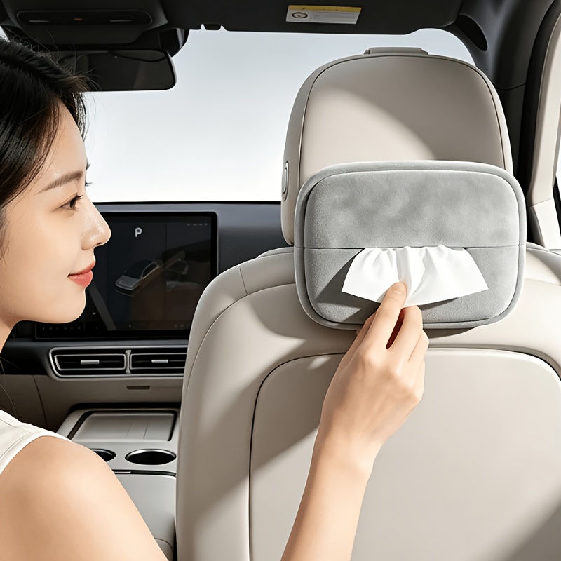 1-Pack Car Tissue Box with Multiple Installation Methods, Car Passenger Side Tissue Holder, Seat Back Hanging Tissue Pouch, Multi-Functional Armrest Box Tissue Dispenser