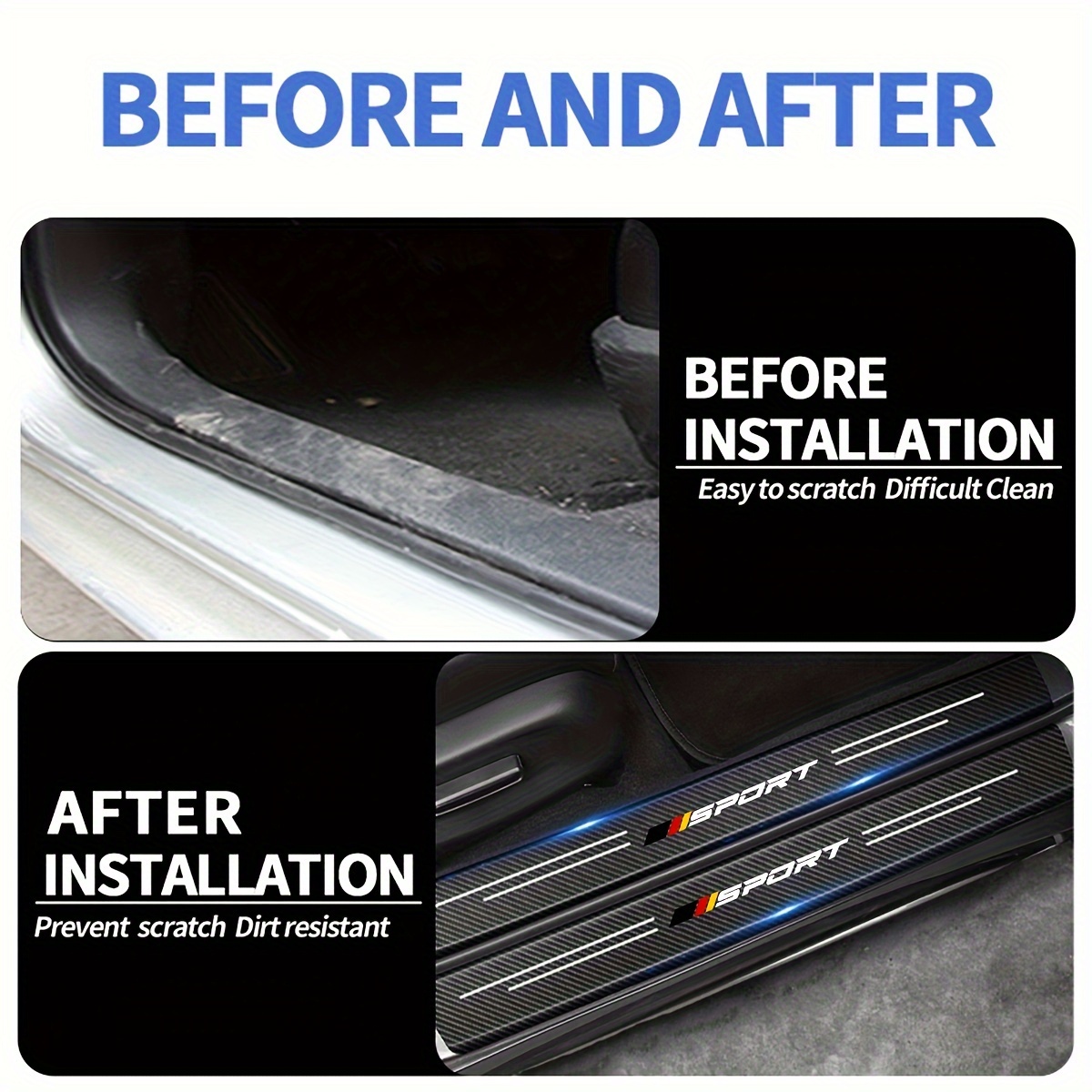 8pcs car door sill protection sticker carbon fiber textured pvc leather sticker for   for vw for ford Product details 2