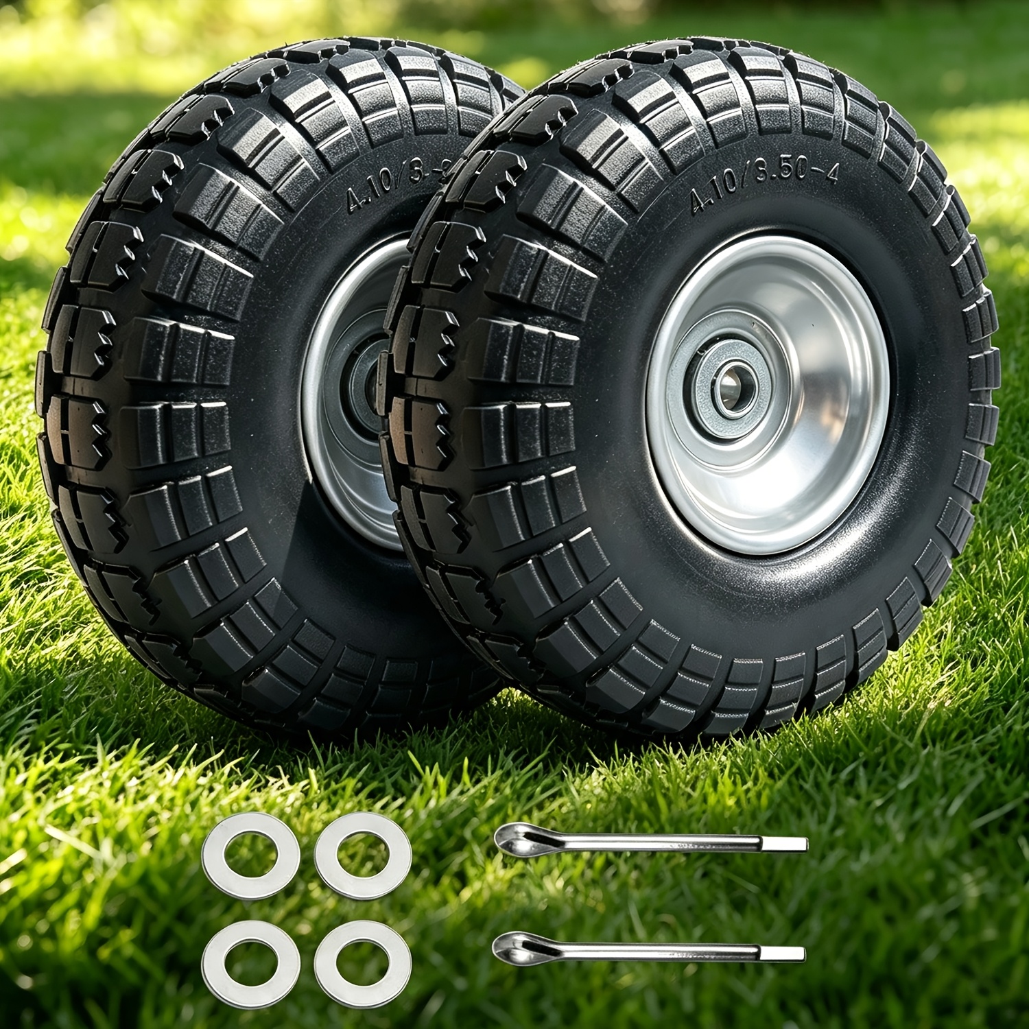 Temu – TEMU Upgraded Solid Rubber Replacement Wheels, Heavy Duty All Road Puncture Resistant Tires For Riding Lawn Mowers, Garden Tractors, 0 Turn Mowers,