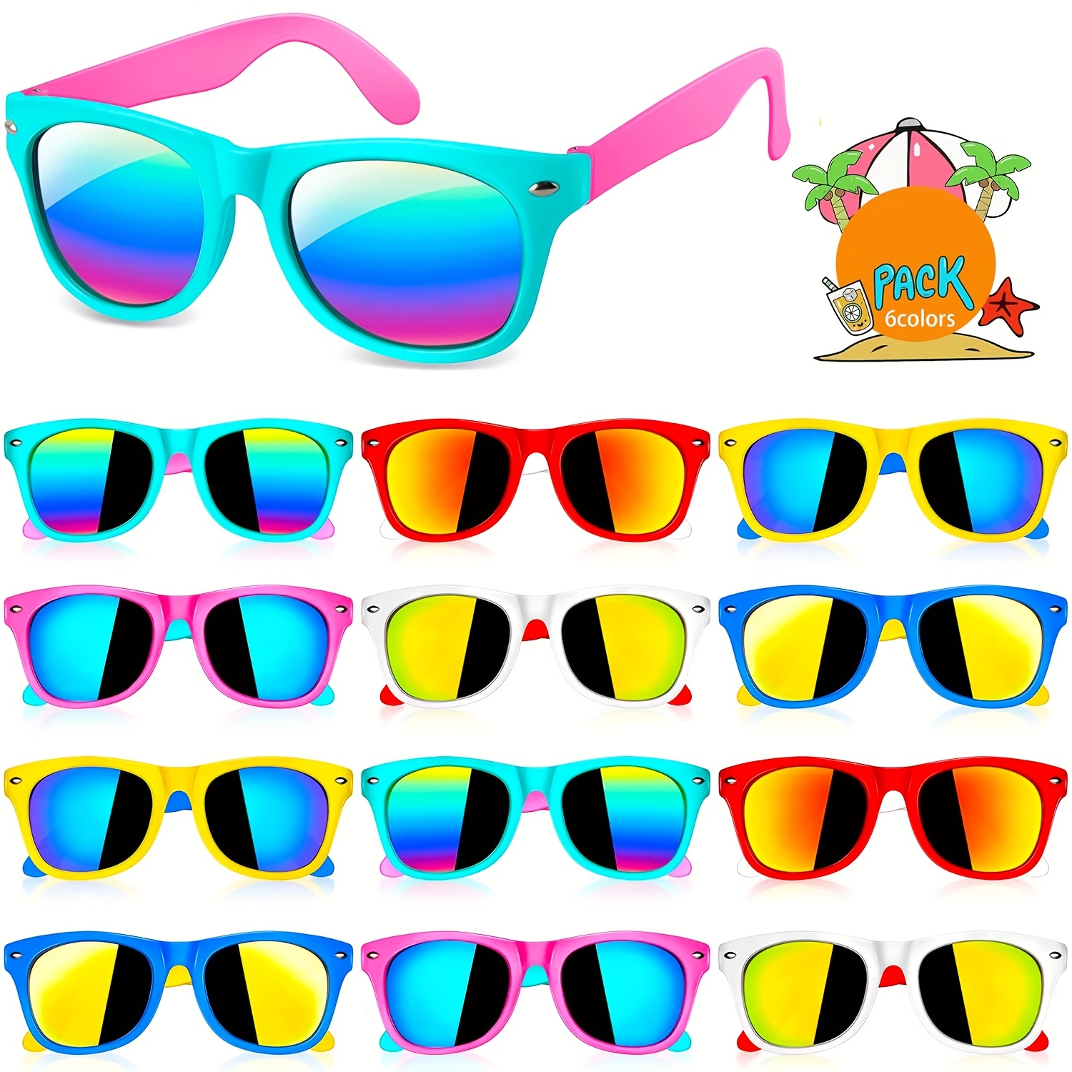 

24pcs Fashion Glasses, Party Favor With Beach Pool Birthday Party Supplies