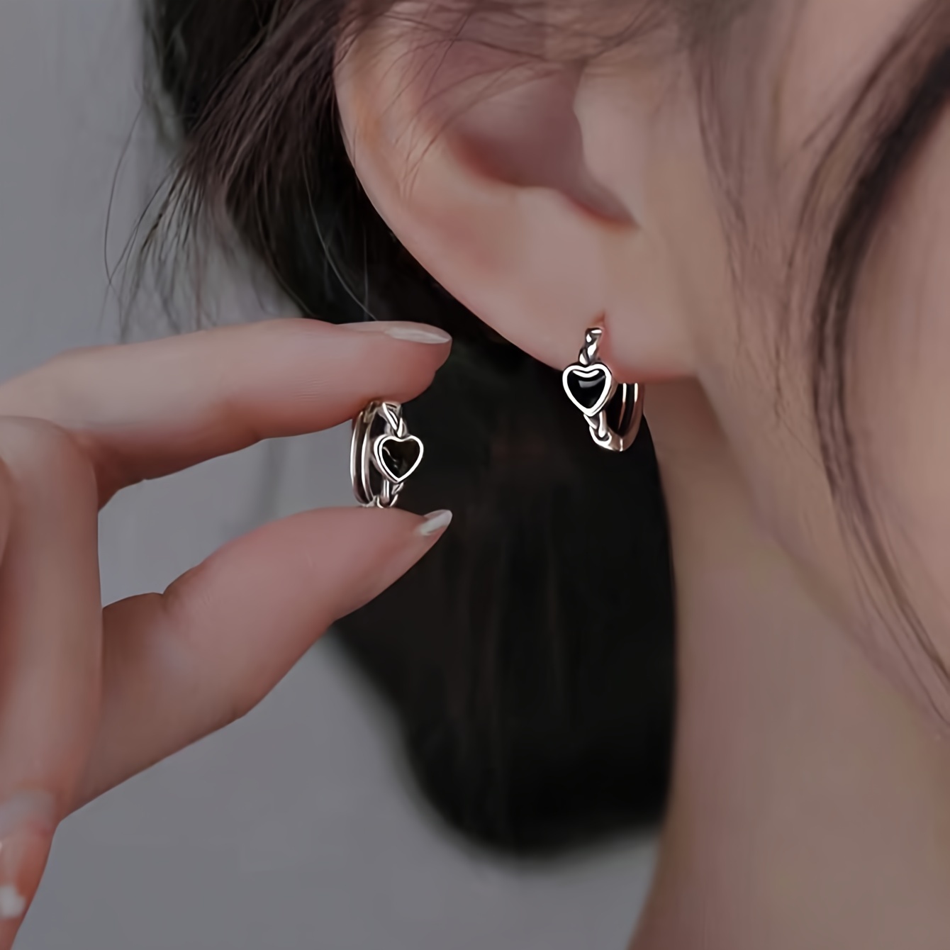 

1 Pair Elegant Copper Heart Hoop Earrings For Women, Non-feather, , Christmas Gift, Jewelry