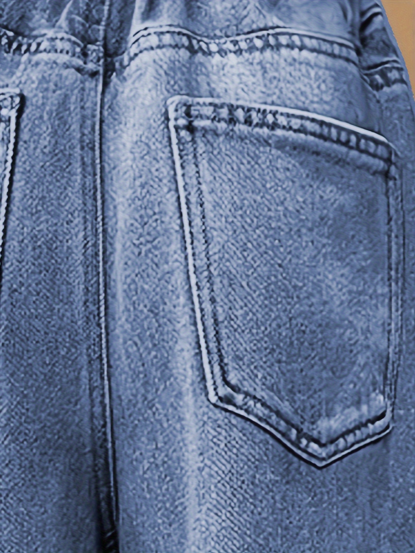 Denim Patch Pattern Design Teen Girls Fashion Loose Pants, 4