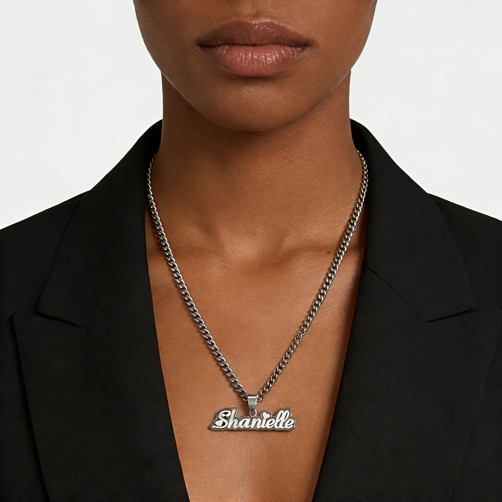 Customized Golden Cuban Chain Necklace with Cute Heart Name Pendant