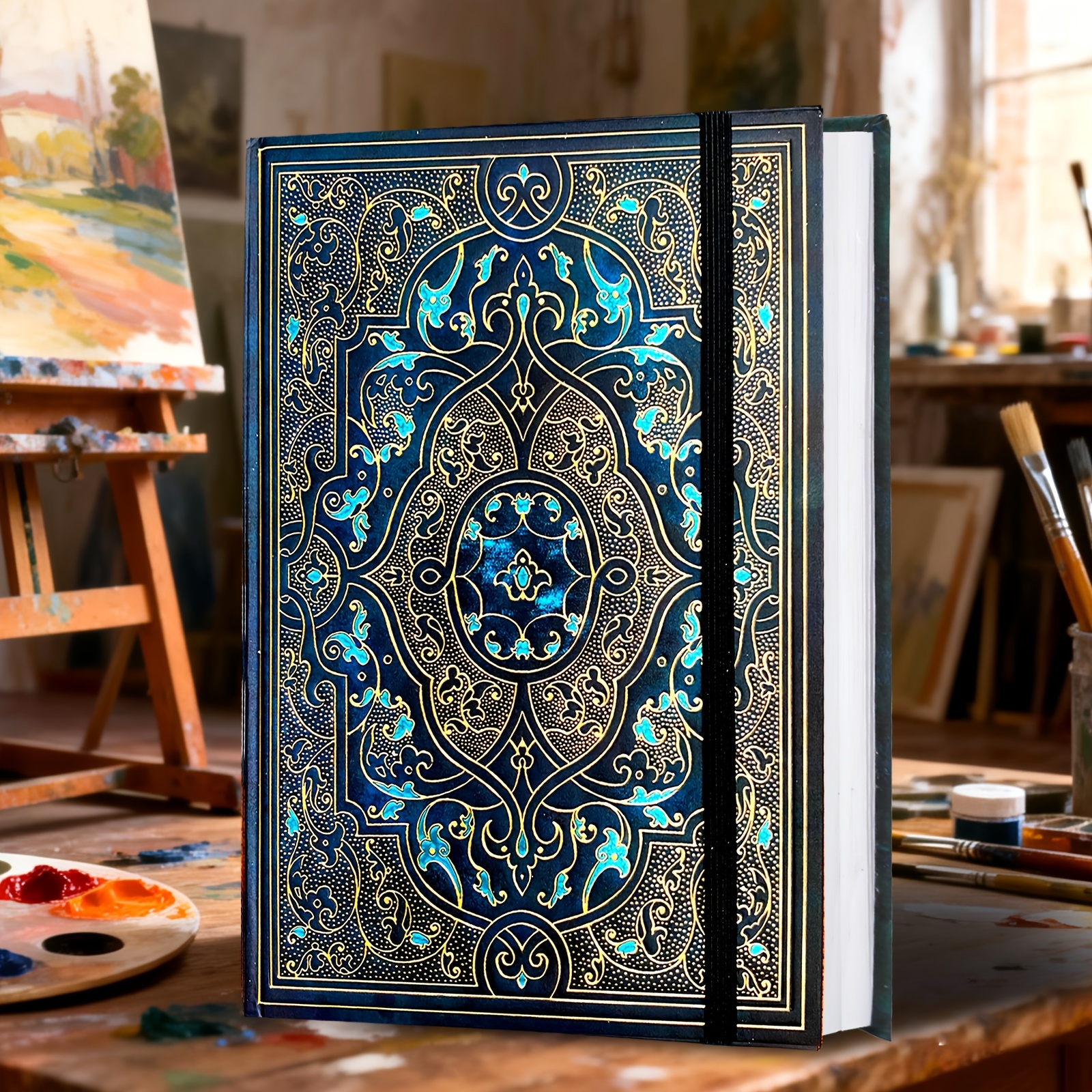 TEMU 1 pièce, 100 pages, Carnet de Queen vintage bleu, Cahier à couverture rigide avec gaufrage à , Carnet de aquarelle, Couverture rigide style
