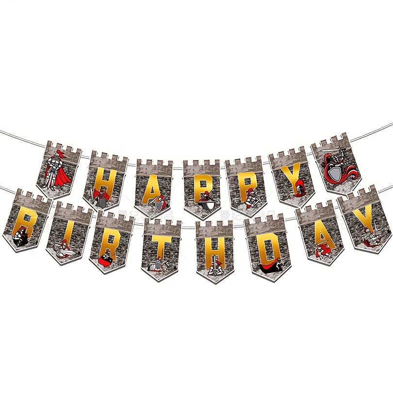 Image of 1pc Party Banner Decorations, Birthday Banner, Knights Party Birthday Supplies, For Medieval Party Decor
