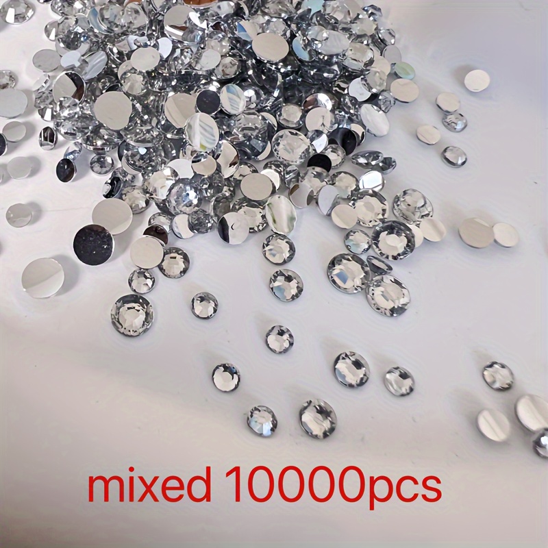 TEMU 10000 Pcs Crystal Ab Flatback Rhinestones, Non-hotfix Resin Gems For Nail Art, Diy Craft & Jewelry Making Accessories