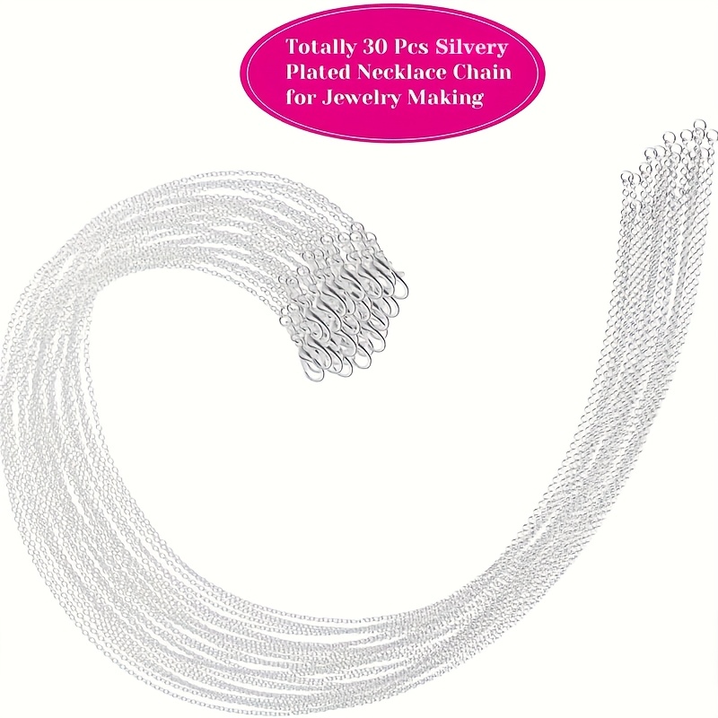 30pcs Electroplated Chain Necklace Set, Jewelry Making Accessory, 1.2mm (20 Inches/50cm)
