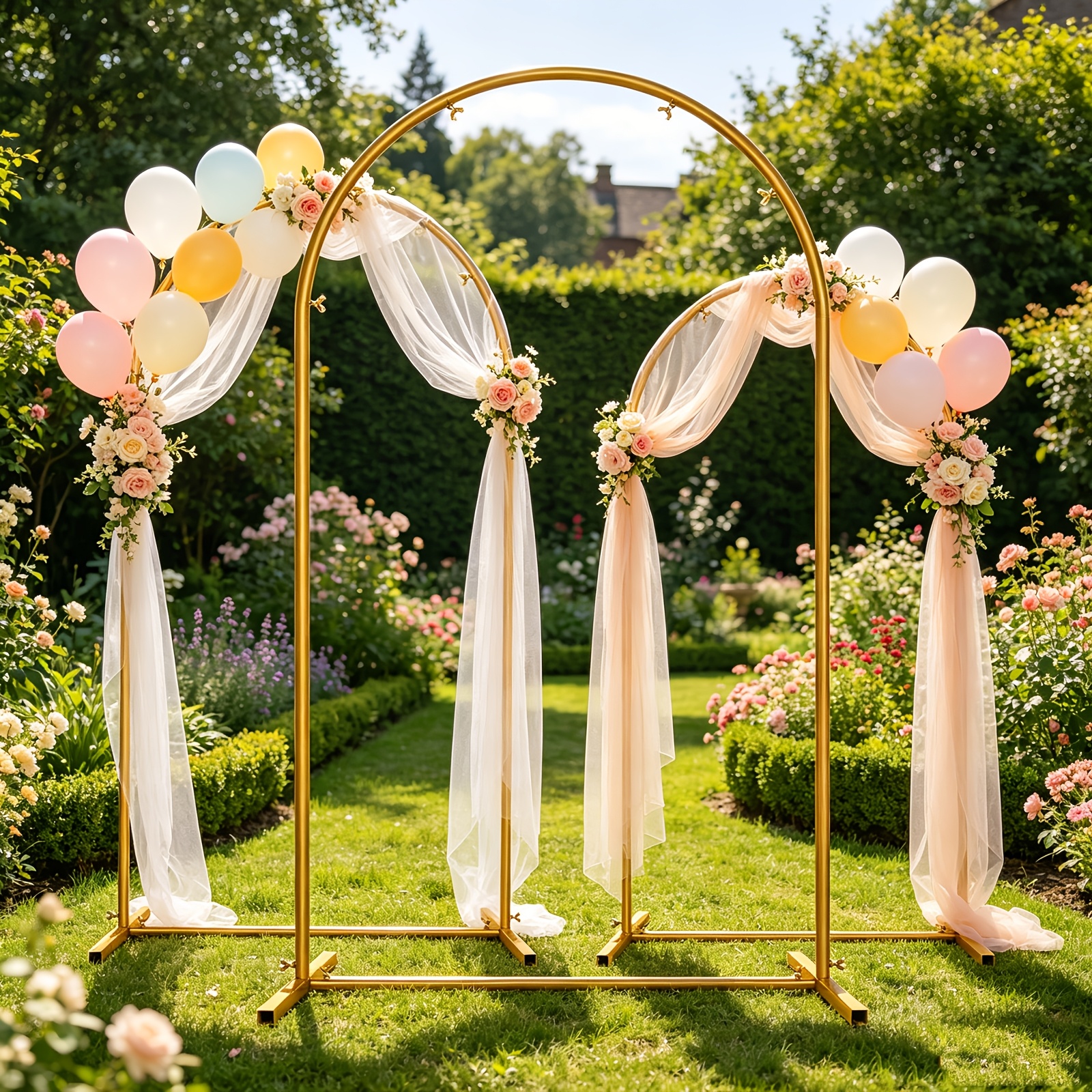 TEMU Set di supporti per da 3 pezzi, altezza 220 cm, 200 180 cm, struttura per nuziale, in metallo per matrimoni, compleanni, decorazioni per feste,