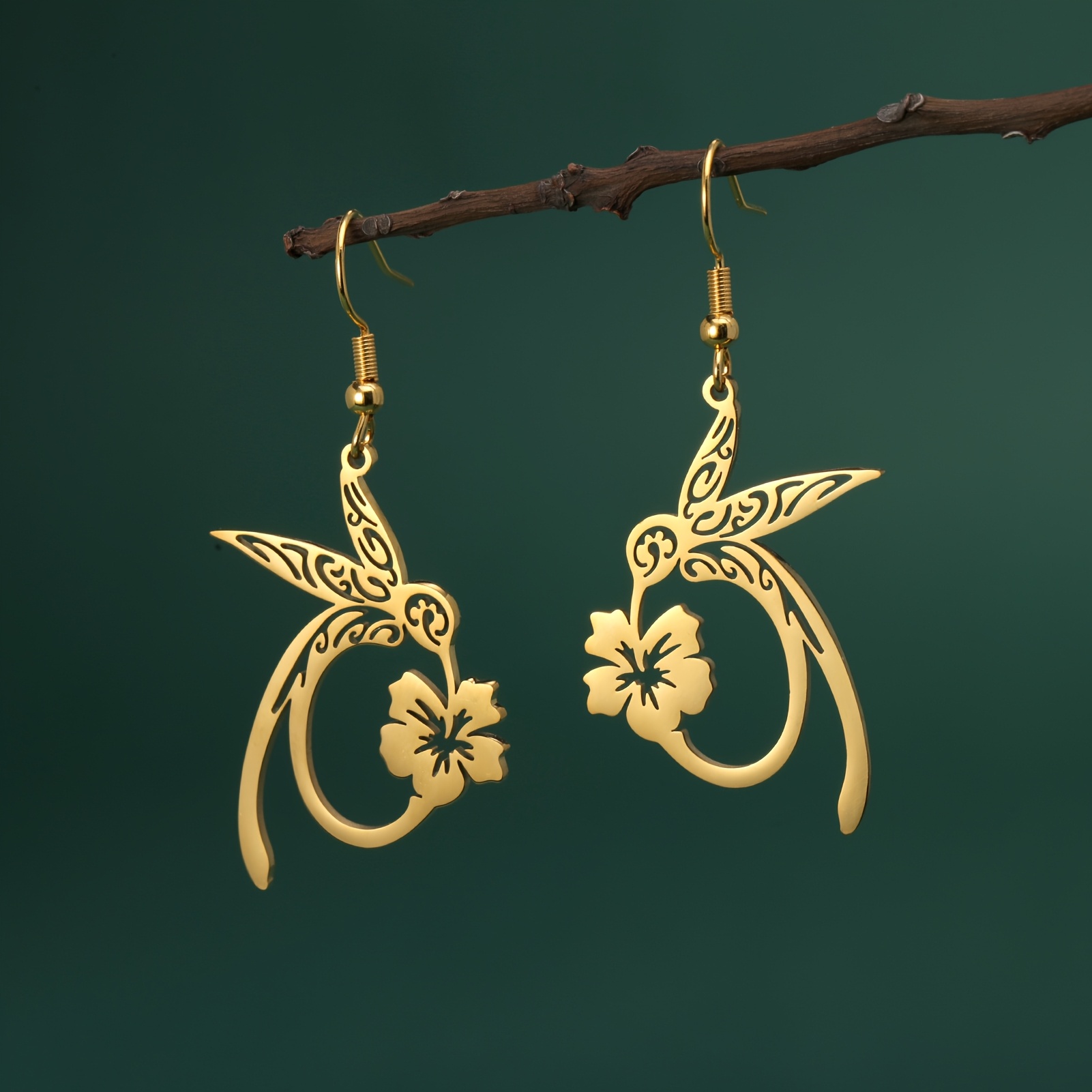 TEMU 1 Par de Pendientes Colgantes de Hueco de Acero Inoxidable de Calidad - Pendientes Elegantes y de para Mujer, Adecuados para Uso Diario, de San