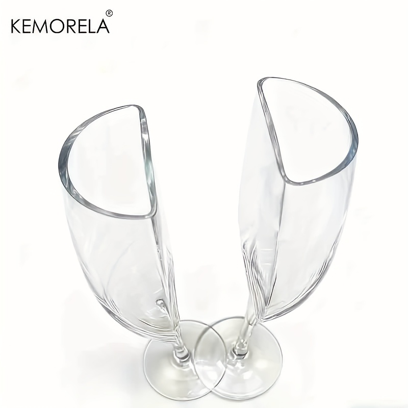 Image of Kemorela Of 2 Unique Half Wine Glasses (140ml), Innovative Design For Red And White Wine, Elegant Long Stem Crystal Glasses, Perfect For Celebrations , Anniversaries, Weddings, And Birthdays