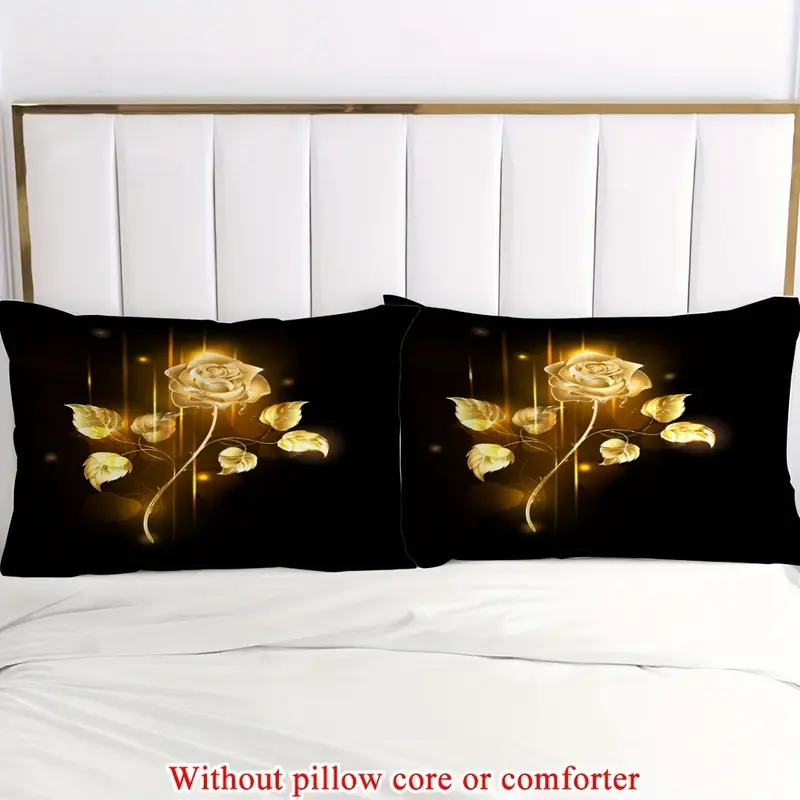 2 3pcs 1 duvet cover 1 2 pillowcase without core golden rose flowers romantic valentines day branch flower garden couple print soft comfortable bedding set for bedroom dorm room family gift Product details 8