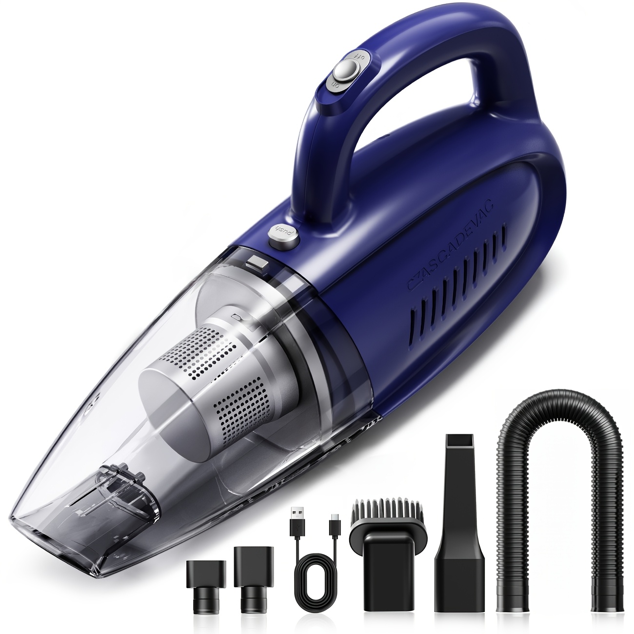 TEMU Aspirateur de voiture, avec d'aspiration de 6000PA, aspirateur balai, avec grande capacité de 2000mAh, double écran filtrant, adapté pour le