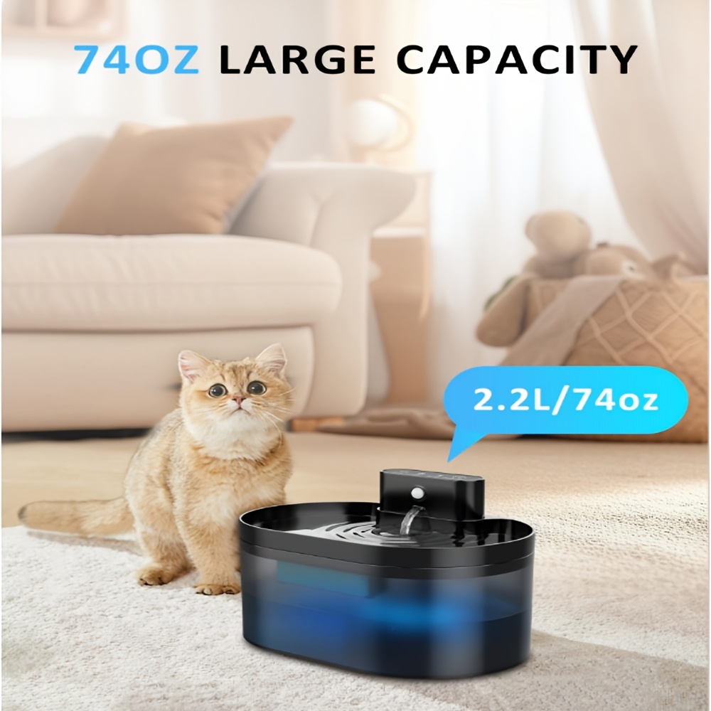 Wireless For Cat Water Fountain: Pet Water Fountain Battery Operated, 74oz/2.2l Automatic For Cat Water Dispenser, Rechargeable Drinking Fountain For With Motion Sensor, Without Battery