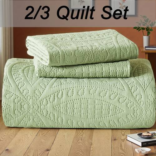 2 3pcs quilt set bedspreads queen size soft quilt lightweight microfiber bedspread 1 quilt 1 pillow cases coin pattern coverlet for family gift set multiple random color
