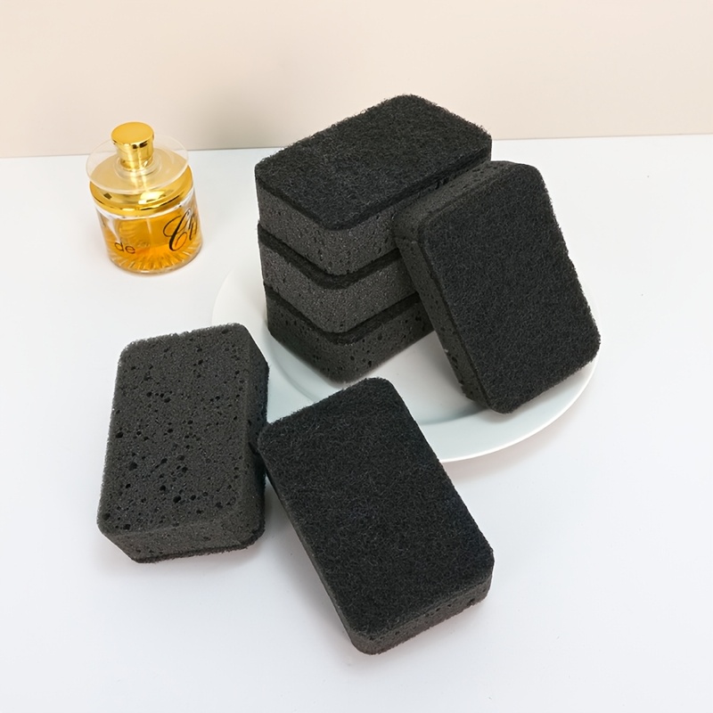 Black-Gray Rounded Corner Sponge Scrubber for Pots and Dishes