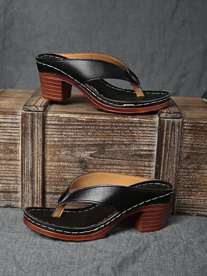 womens split toe wedge sandals slip on block heel synthetic cover upper rubber sole elegant open toe design for casual formal occasions sandals for wide feet durable insole versatile footwear stylish footwear able footwear office wear details 12