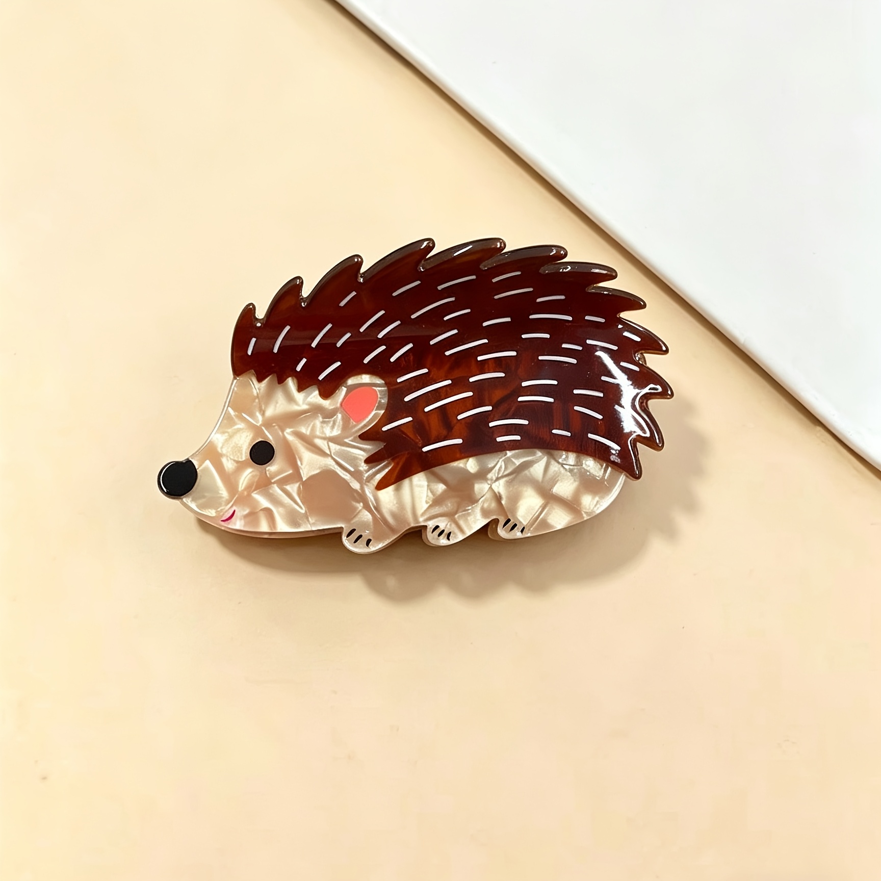 TEMU 1 Cute Cartoon Hedgehog Hair Clip, Women's And Animal Hair Accessory, Brown Adorable Hedgehog Hair Clip, Sweet And Beautiful Daily Wear And