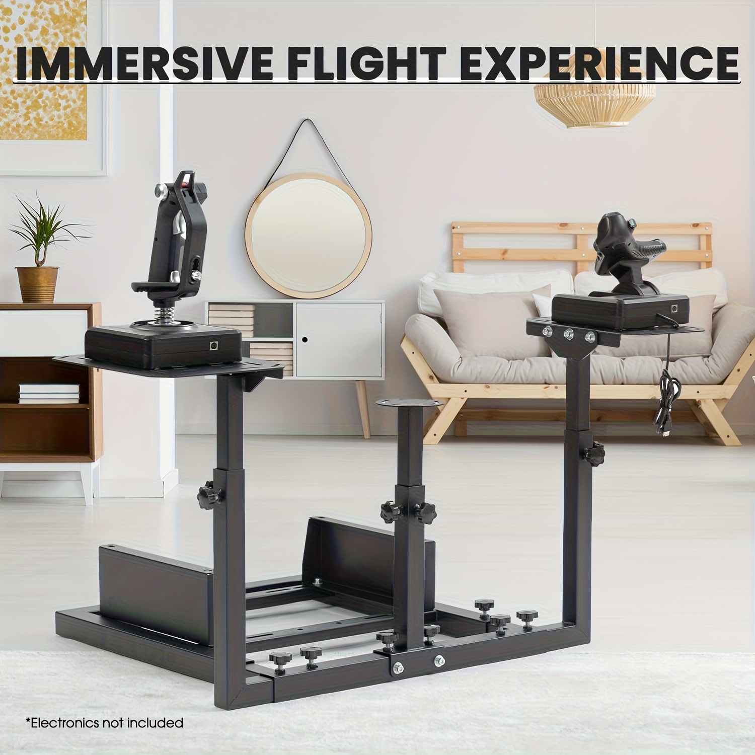 Zootopo Flight Simulator Stand With Seat Frame Compatible For A10c Adjustable Throttle, Joystick Not Included