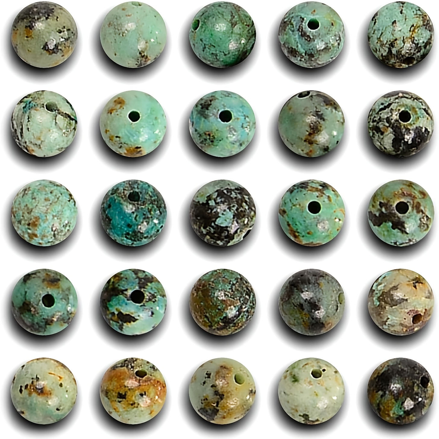 TEMU Piedras sueltas redondas de africana natural de 6 mm y 8 mm, cuentas espaciadoras para hacer joyas ( Africana) Decoraciones de cuerda hechas a ,