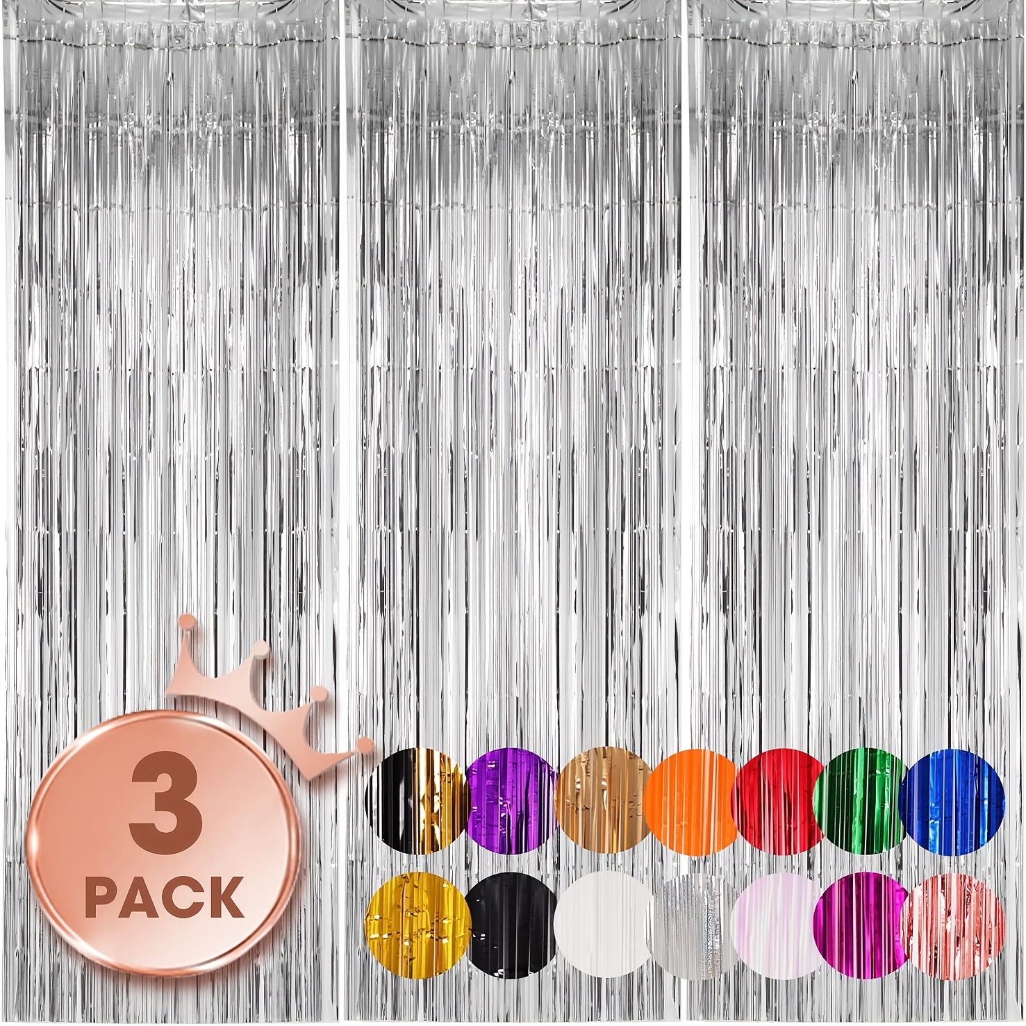 TEMU 3-pack Birthday Decoration Banners, Foil Fringe Backdrops For Party Decorations, Metallic Tinsel Streamers For Birthday Wedding Graduation Disco