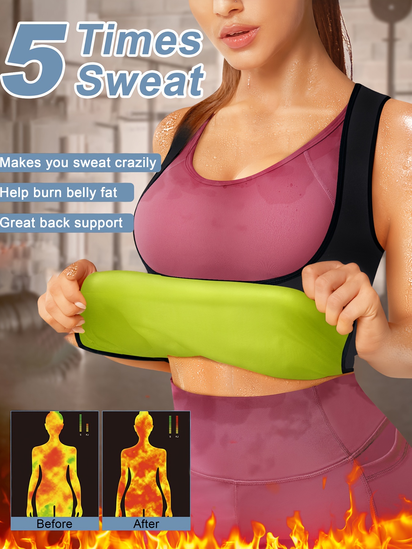 Women Sweat Sauna Body Shaper Slimming Corset Weight Loss Vest Workout  Shapewear
