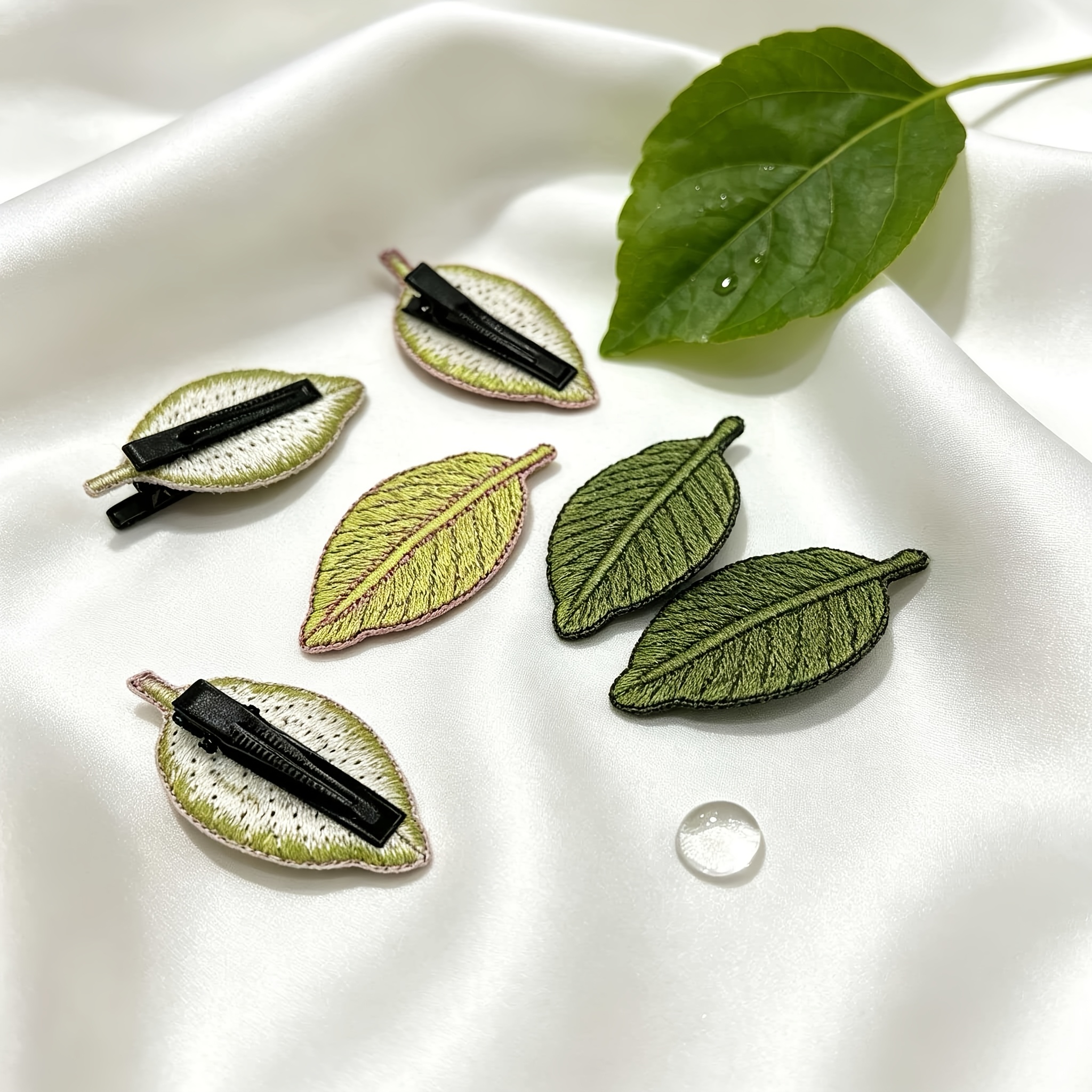 TEMU 6pcs (light Green + Grass Green) Women's Easy Hair Additions, Brand New High-value Leaf Hair Clip, Bangs Side Back Of Head Clip, Leaf-shaped