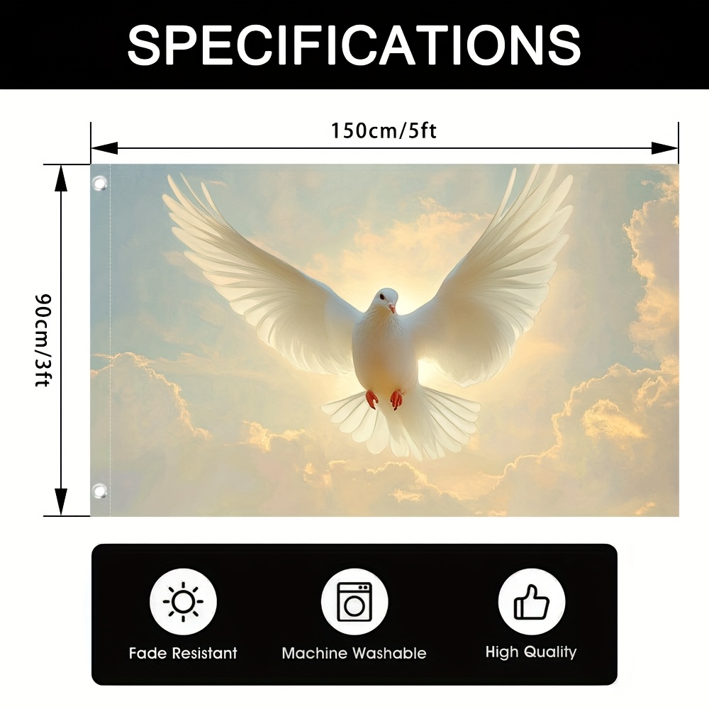 TEMU 1pc The Of Peace Spreads Its Wings Print Polyester Flag - 100% Polyester, Perfect For Garden, Party, Wedding, Birthday, And Indoor/outdoor Decor