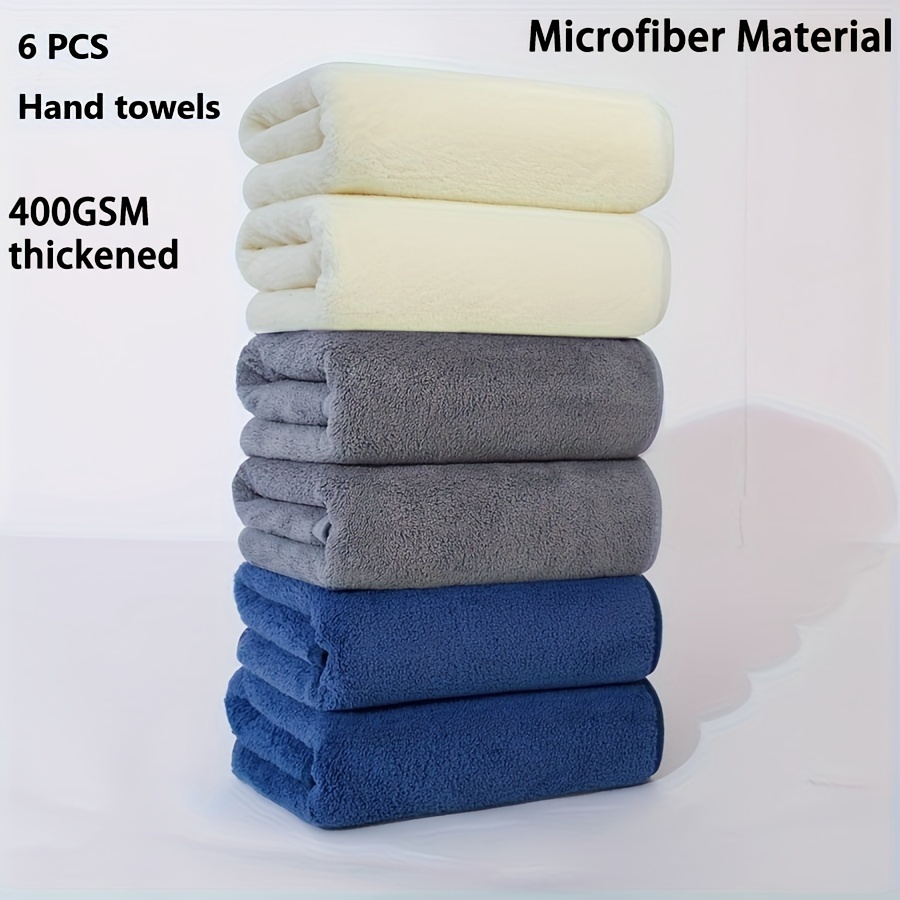 

6pcs Quick Drying Super Absorbent Face Towel Set, High Quality Thickened Hand Towels, Ideal For Shower Spa Sauna Sports, Bathroom Supplies, Home Supplies