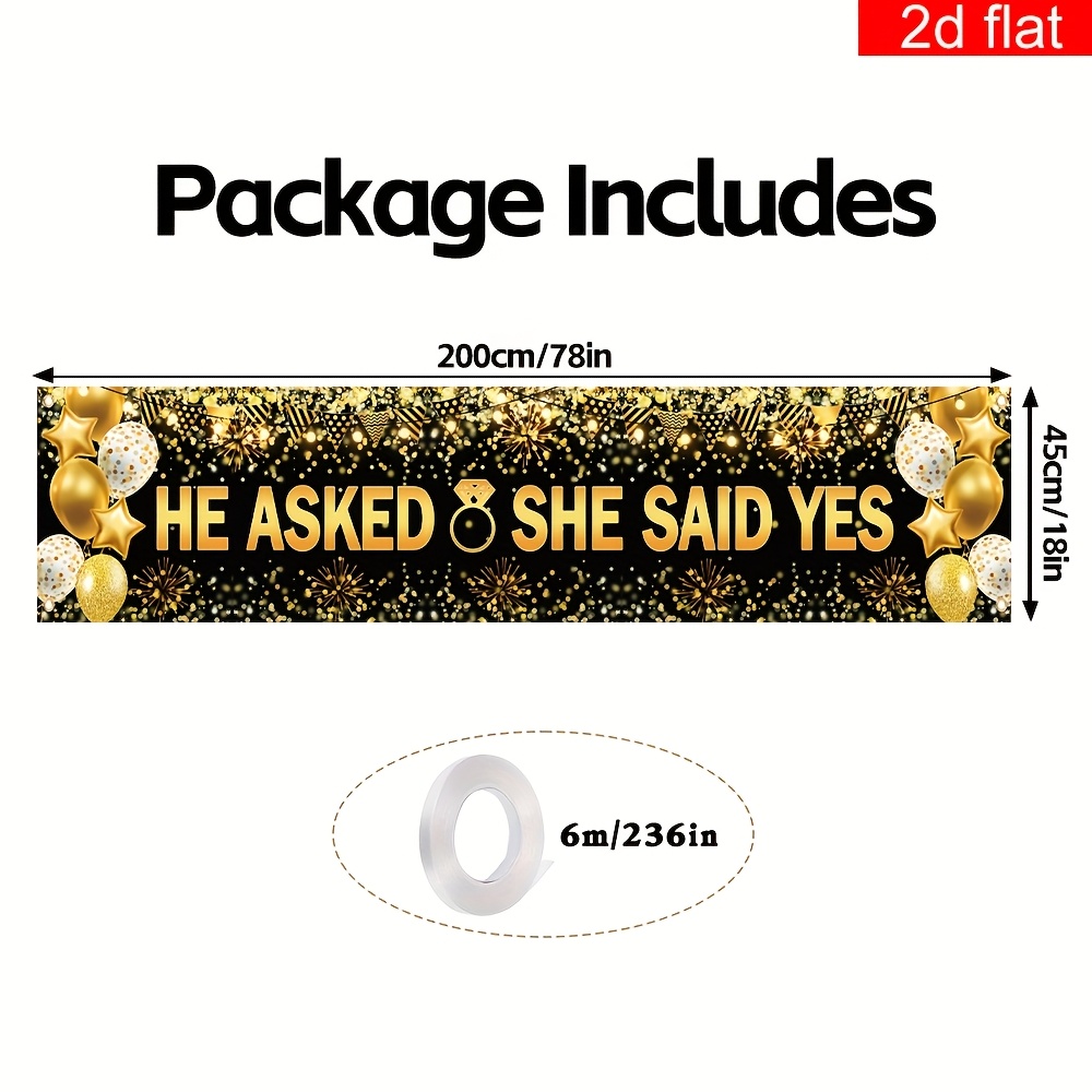 TEMU 2d Flat, 2d Flat - 2d Flat, 2d Flat - A 2d Banner For A Courtyard Sign, 1pc. He Her If It A Polyester Engagement Party Banner With A Black And