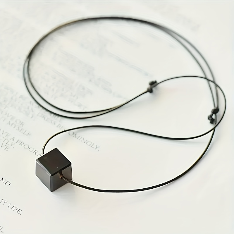 E-shop 1 Stück Natürlicher Schwarzer Obsidian Anhänger Halskette - Bohemian Style Unisex Schmuck für Männer & Frauen, Handgemachter Minimalistischer