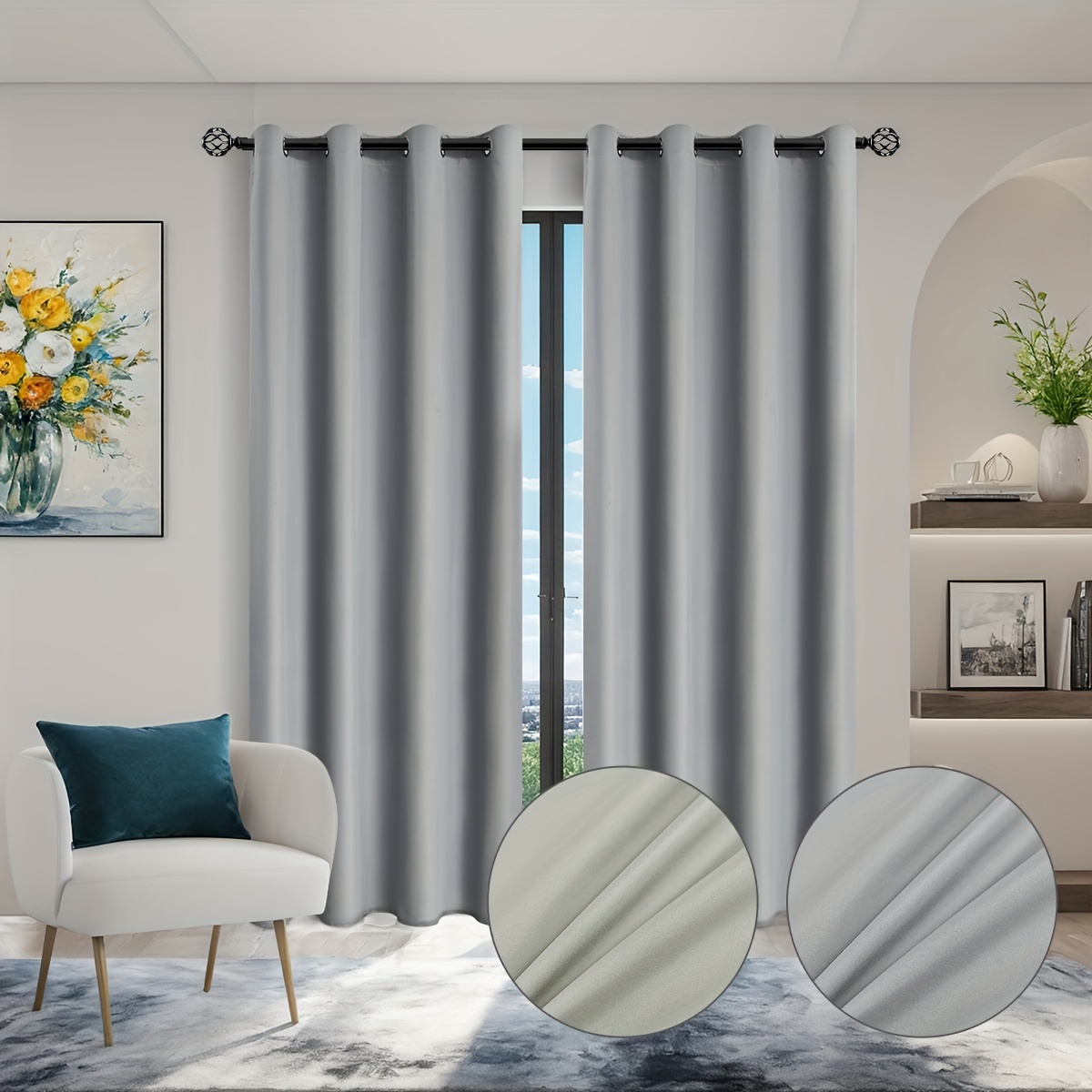 

2-pack Contemporary Blackout Curtain Panels - Thermal Insulated, Twill Weave, Grommet Top Drapes With Eyelet For Sun Protection, Uncorded, 100% Polyester For Living Room, Bedroom, Various Rooms