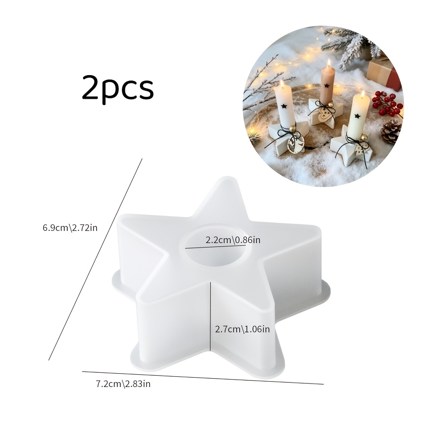 TEMU Clay Silicone Mold 2pcs Christmas Pentagram Candle Holder Ornament Mold Suitable For Making Dropper Gypsum Candles, Aromatherapy Products, Home