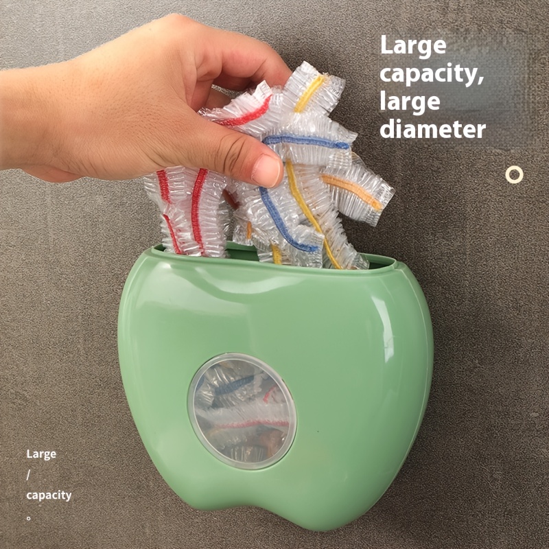 

1pc Large Capacity -shaped Wall-mounted Plastic Bag Dispenser - Fresh-keeping Wrap Organizer For Kitchen & Bathroom Storage - Space-saving, Easy With Transparent Window