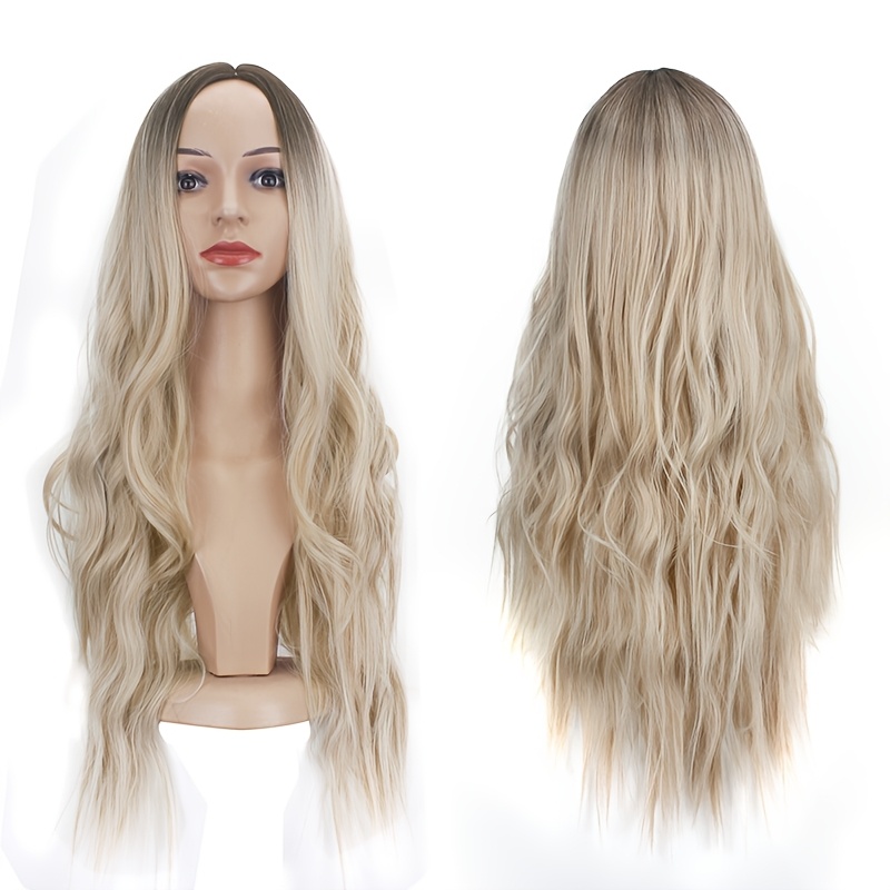 TEMU 【商品名】 ロングウェーブ ヘアウィッグ、ミドウィッグ、ふわふわルーズウェーブウィッグ、普段使い、、パーティー、ハロウィン、特別な機会に、ファッショナブルなフルヘッドウィッグ（女性用）