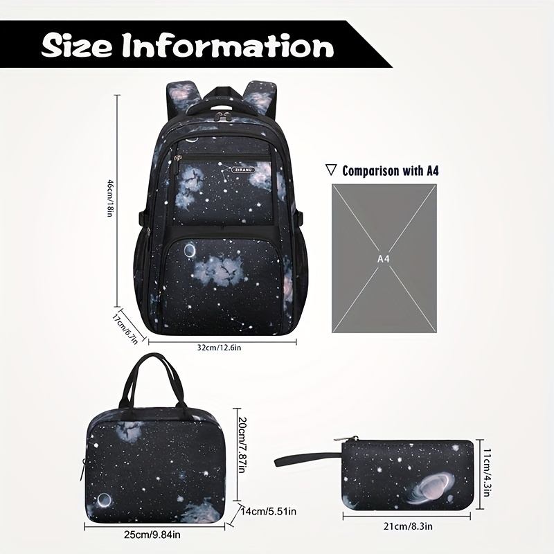 

3pcs Multi Functional Large Capacity Backpack With Handheld Bag And Pen Bag, Perfect Choice For Gift