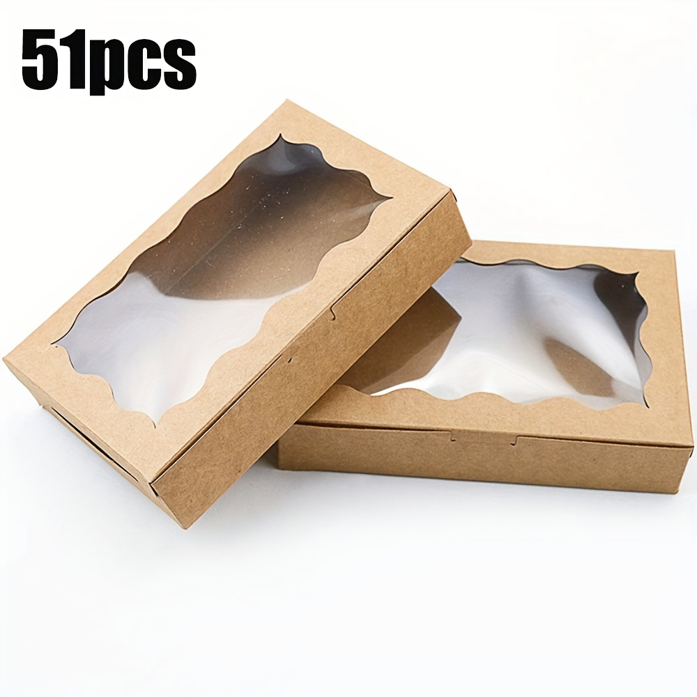 TEMU Gift For Her/him 51pcs Cowhide Gift Box With Clear Display Window - Disposable Clip Closure, Perfect For Holiday Gifts, Holiday Gift Box |
