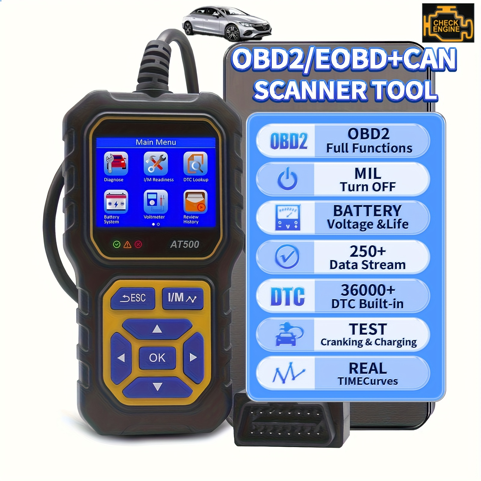 Obd2 Scanner Auto Check Car Engine Clear Fault Code Reader - Temu