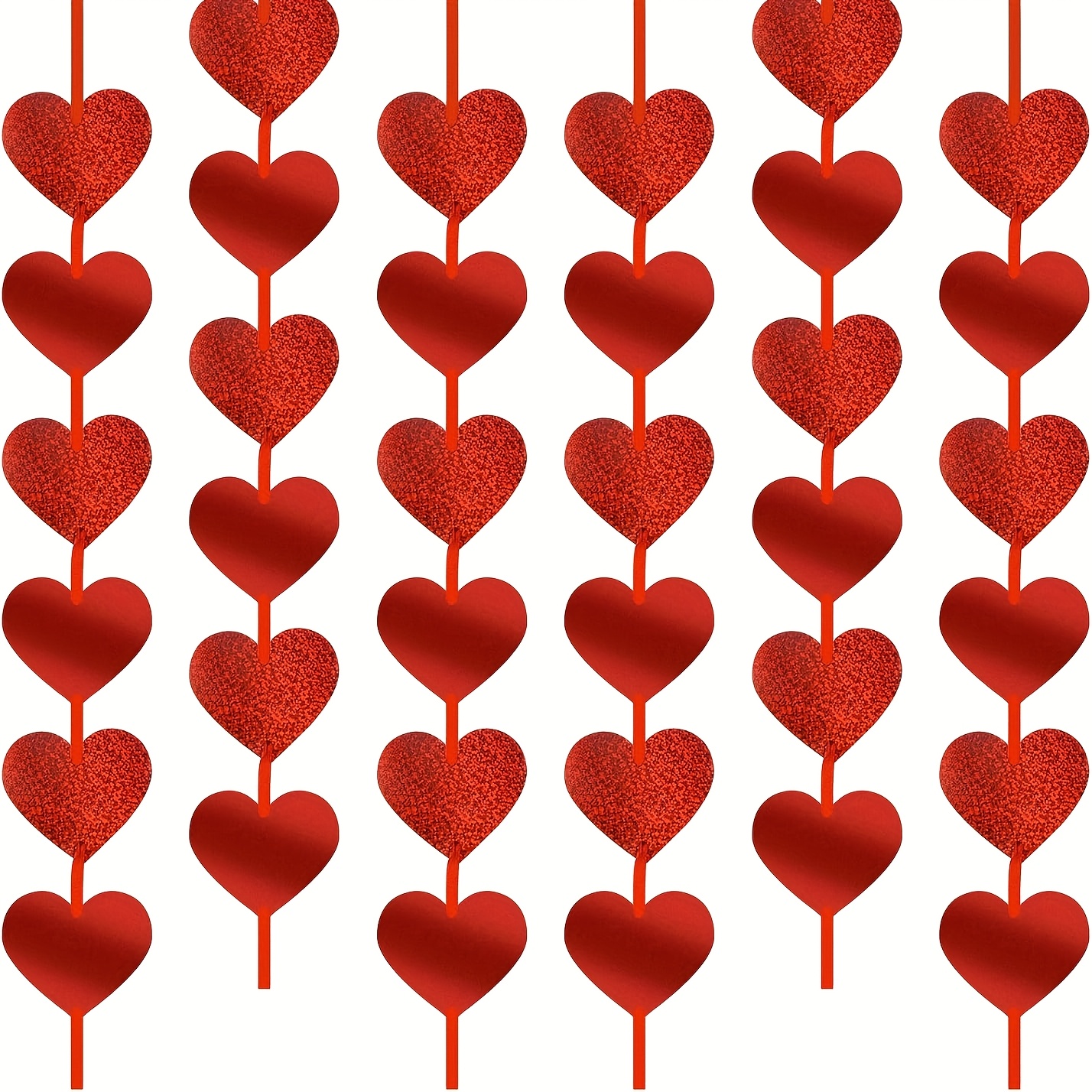 6 Red Hearts Felt Garland - - Valentines Day Red Heart Hanging String Garland - Valentines Day Decor - Valentine Decorations - Valentines Wedding Anniversary Birthday Party Supplies