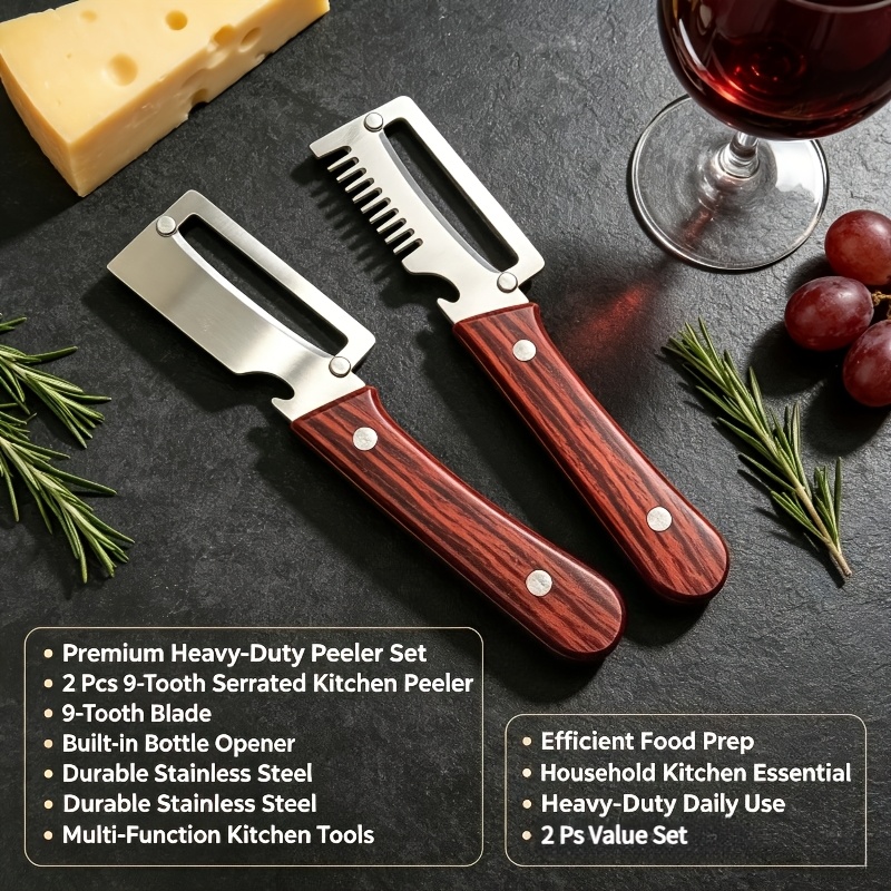 item picture 2pcs Multi-Function Fruit and Vegetable Peeler, Stainless Steel Kitchen Peeling Tool for Potatoes, Apples, Carrots, and Cucumbers, Ideal for Holiday Gifts, Housewarming, Thanksgiving, and Christmas Kitchen Gadgets