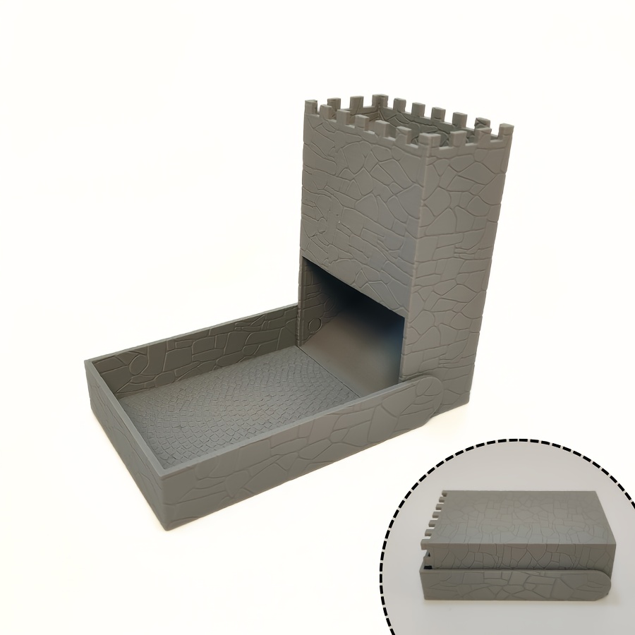Collapsible Dice Tower Shaped Like a Castle Wall