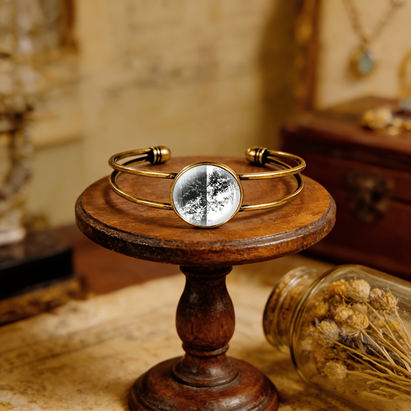 Antique Cyan Double-Layer Adjustable Open-End Bangle