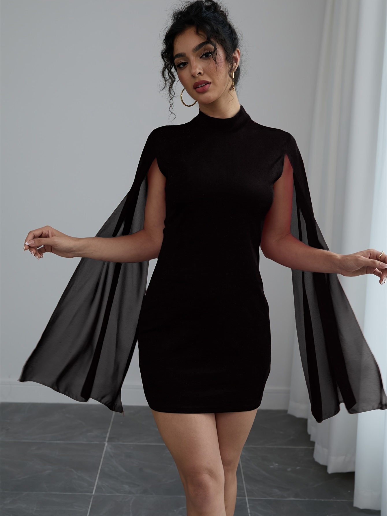 womens elegant mini dress fit stretchy polyester - Temu