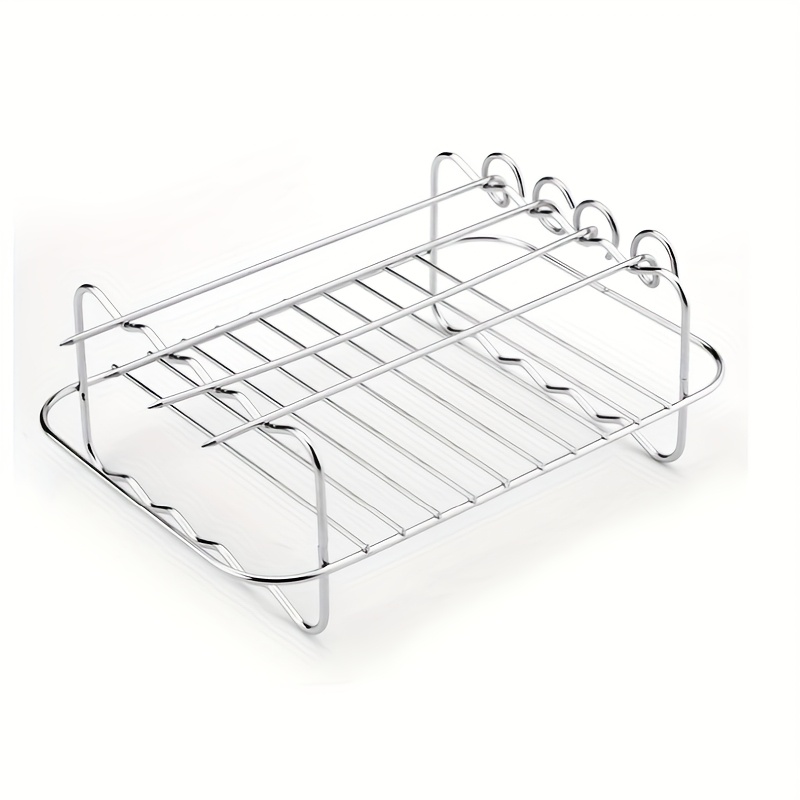Image of Air Fryer Air Fryer Rack, Double Pot Accessories, Rectangular Grill Grate, Stainless Steel Two-layer Steamer Rack, Household Oven Fish Grilling