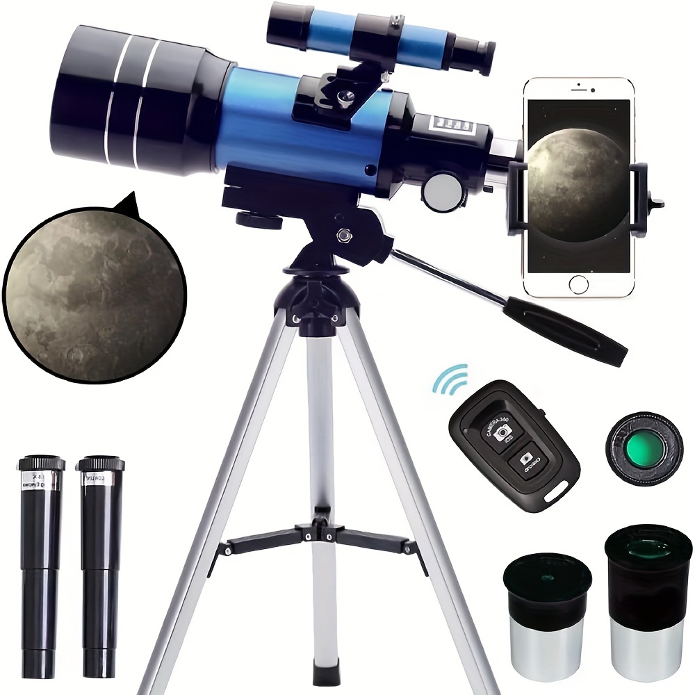 

Telescope For Adults, 70mm Aperture (15x-150x) Portable Telescopes For Astronomy Beginners, 300mm Professional Travel Telescope With A Smartphone Adapter& Wireless Remote