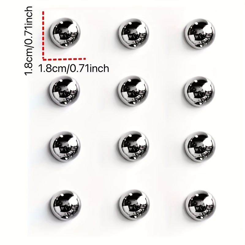 Image of 12pcs Golden Silvery Polka Dot Fridge Magnets - Cute , Round Resin Fridge Magnets, Suitable For Kitchen And Dining Room