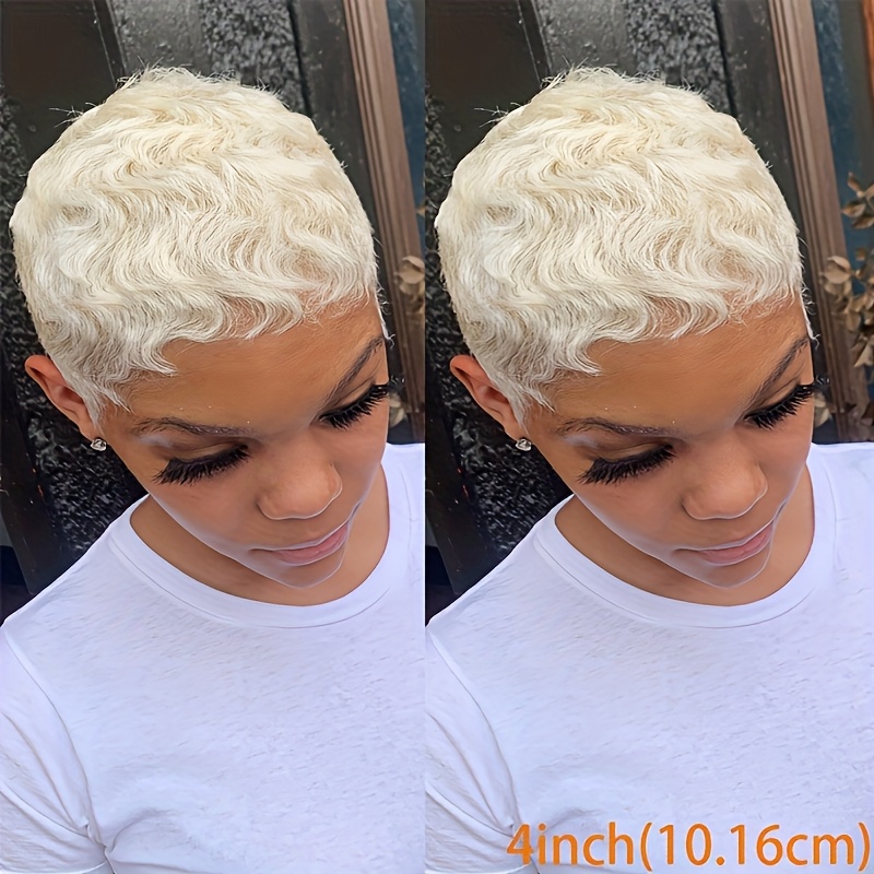 TEMU 613 Blonde Finger Wave Wigs 4 Inch Brazilian Ocean Wave Wigs Human Hair Glueless Easy-wear Deep Wave Wig For Woman Daily Use