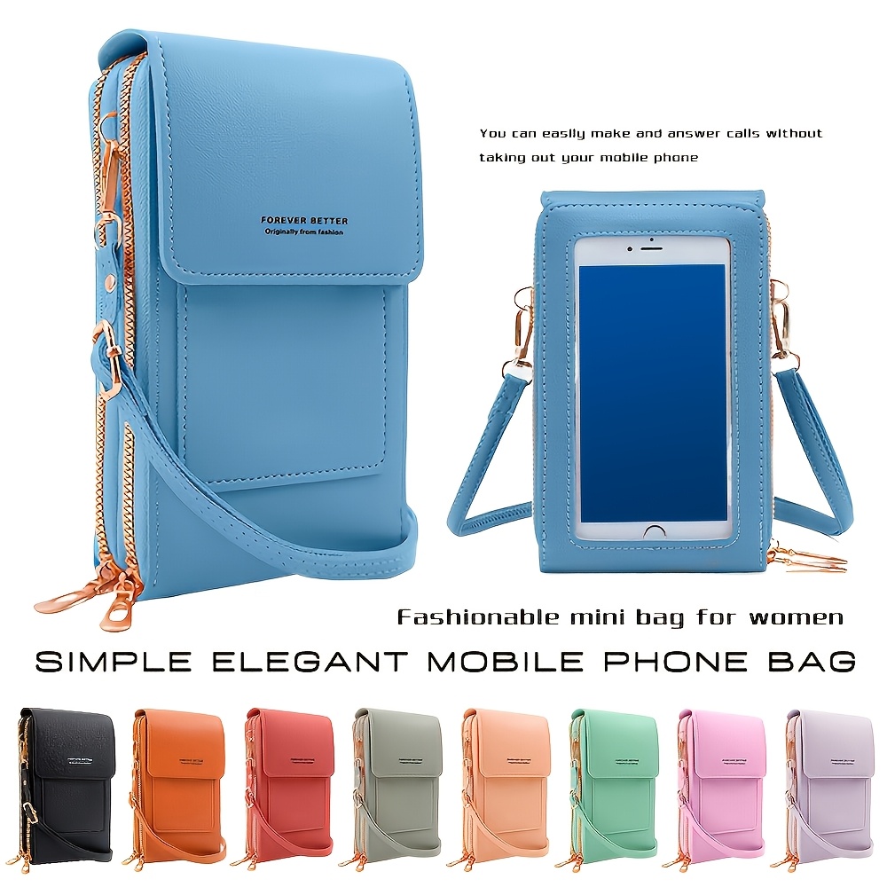 

-screen Crossbody Phone Bag For Women - Spacious & Multi-functional With Detachable Strap, Zip Closure, And Card/coin Pockets, Small Bag, Wallet, Solid Color