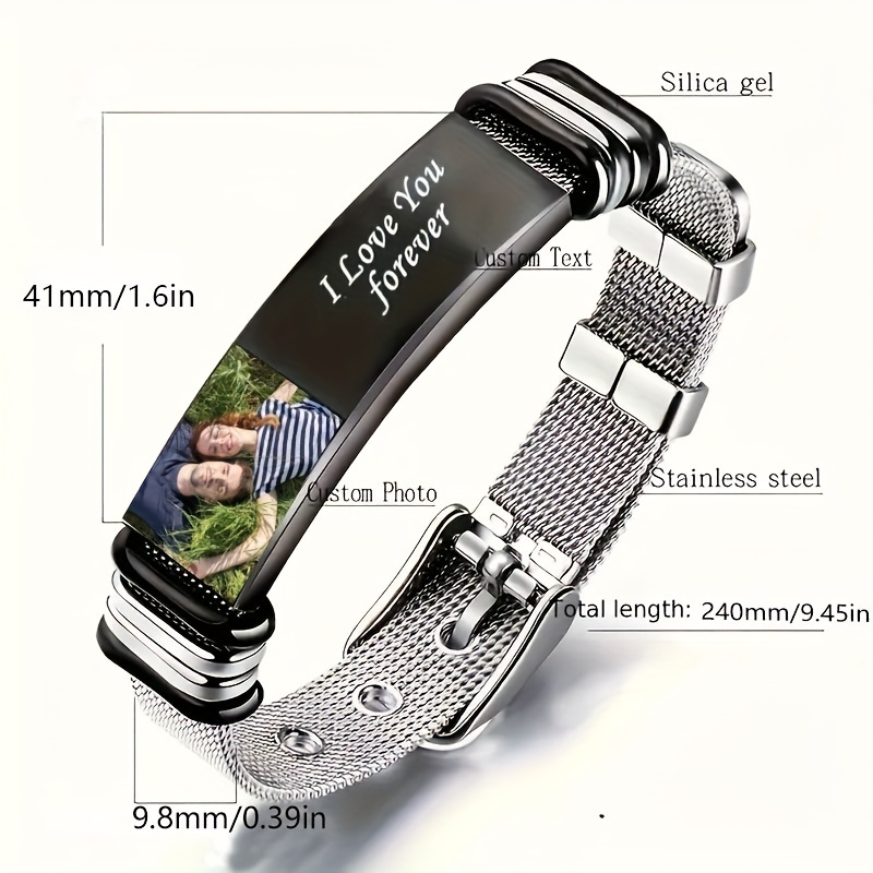 Customized Bend Plate Watch Chain, Engraved Gift